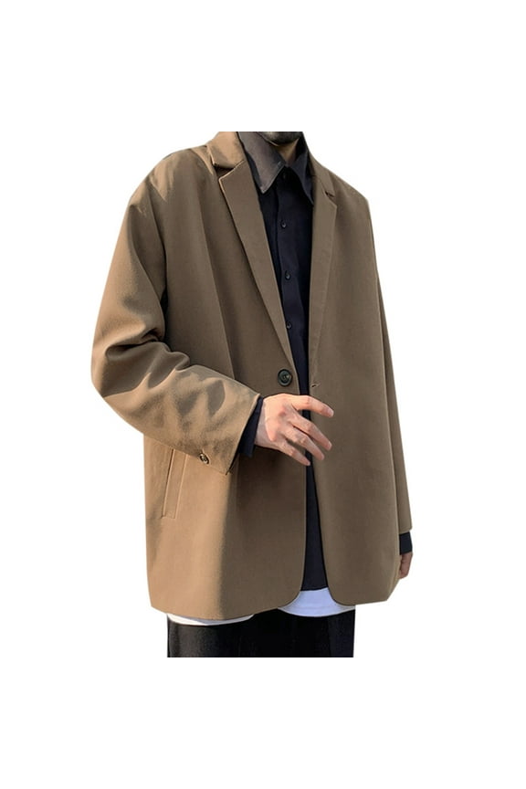 Suit Jacket Suit Blazer Jacket Two Button Stretch Sports Coats Brown,L