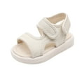 thumbnail image 1 of Siilsaa Summer Sandals Kids Toddler Sandals Boys Girls Sandal Comfort Double Buckle Slip On Slippers with Adjustable Back Strap (Beige,7.5), 1 of 5