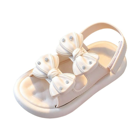 Siilsaa Summer Shoes for Girls Toddler Girls Sandals Soft Rubber Flats Summer Girl Shoes Beige,13