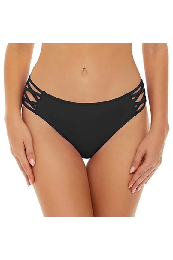 Swim Shorts Women Women Brazilian Bikini Bottom Thong Bathing Beach Swimsuit Swimwear Black,XS