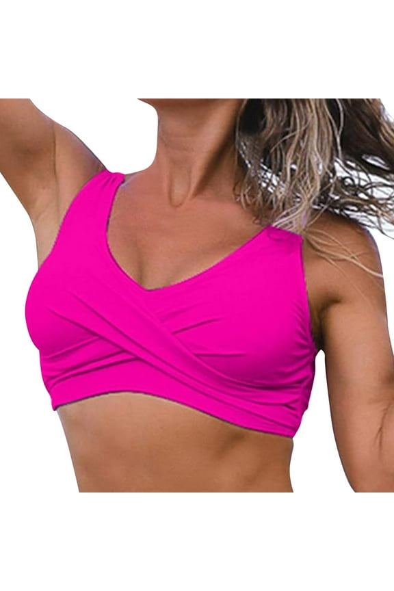 Swimsuit Tops Women Halter Bikini Top Push Up Swimsuit Top Only Hot Pink,XL