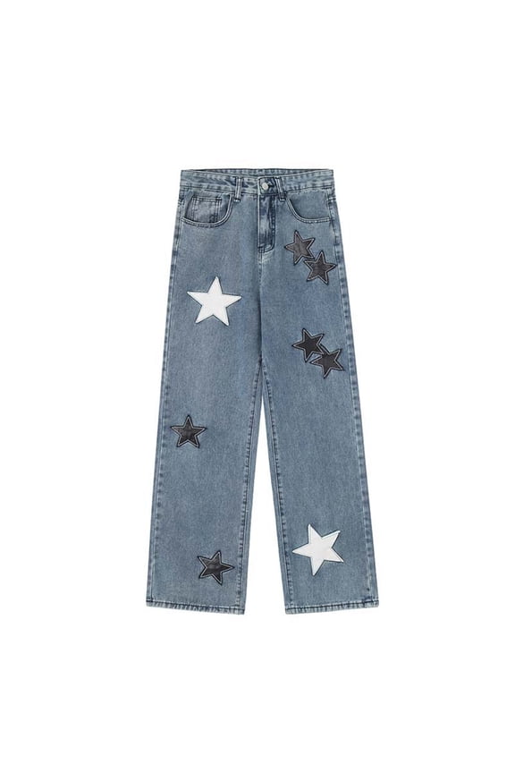 Tall Wide Leg Jeans for Women Straight Leg Jeans for Women,High Waisted Wide Leg Loose Microelastic Boyfried Denim Pants Blue,S