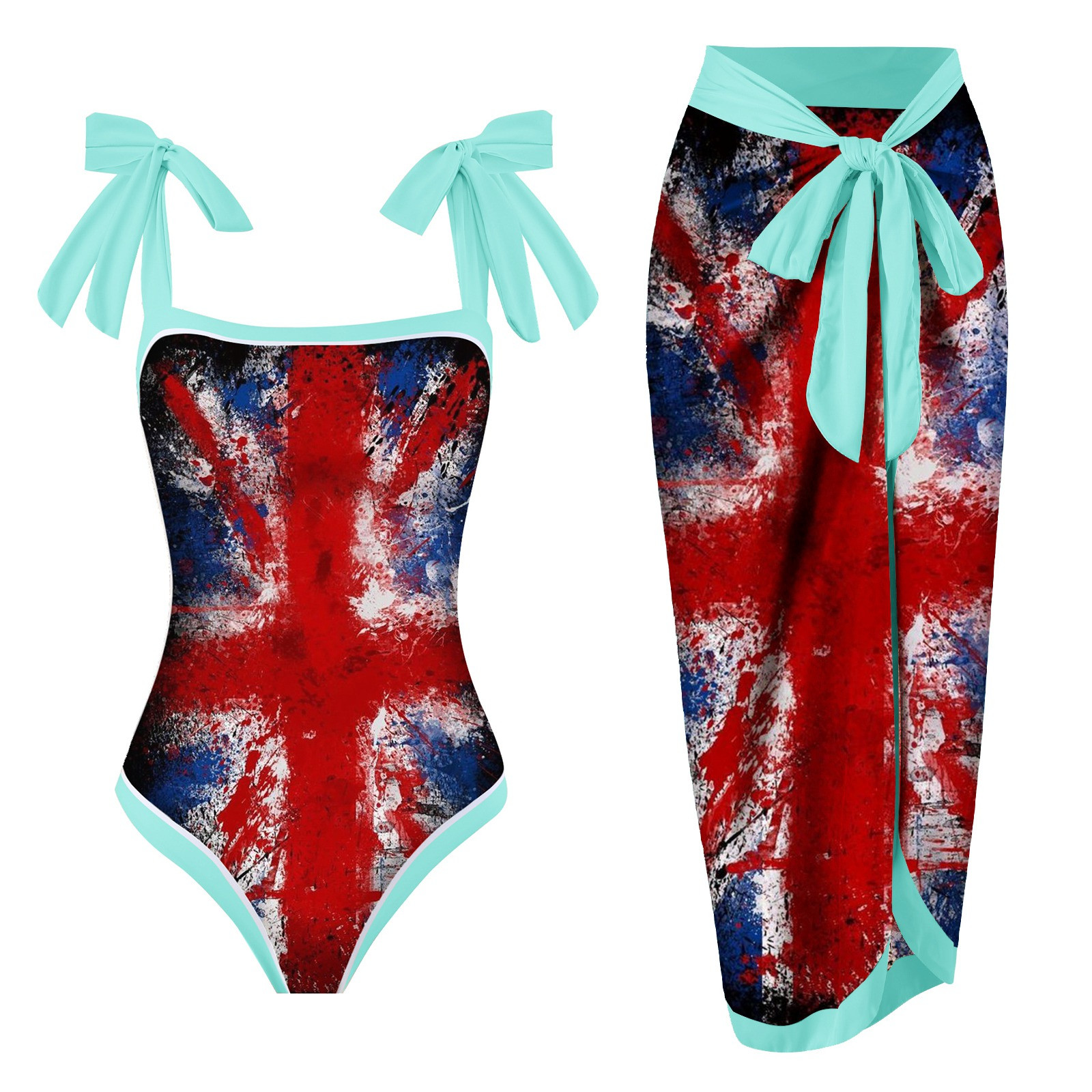 Siilsaa Tankini Swimsuit for Women American Flag Plus Size Strappy Back