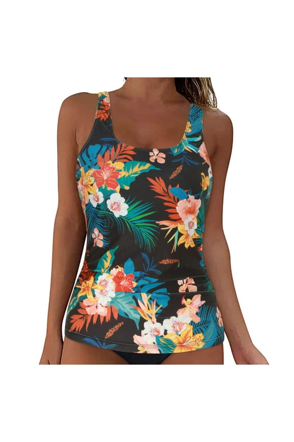 Tankini Tops for Women Swimwear Top Only Tummy Control Bathing Suit Top No Bottom Modest Swim Top Camouflage,XL