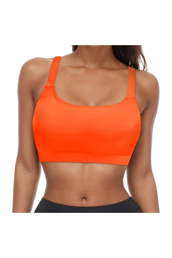 Tankini Tops for Women Women Sport Bra Swimsuit Top - Swim Bra Bikini Top Only Scoop Neck Bathing Top 2025 Swimwear Orange,XL
