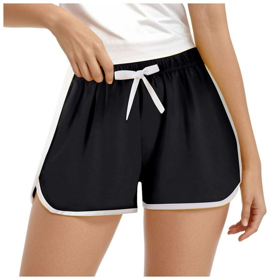 Siilsaa Teen Shorts for Girls Girls Sweat Shorts with Pockets Cotton Drawstring Summer Workout Casual Shorts Black,3-4 Years