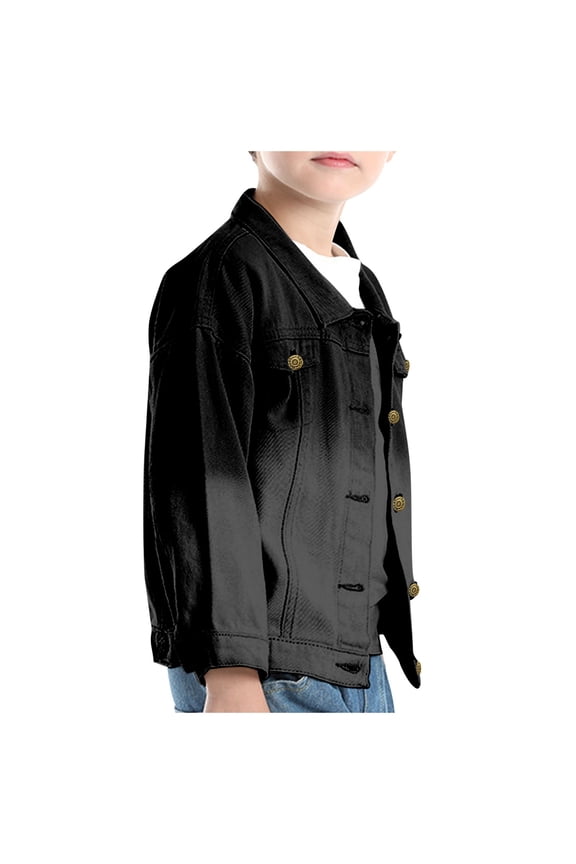 Toddler Boys Girls Coats Denim Jackets Button Down Black,90
