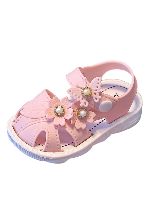 Toddler Girl Sandals Soft Open Toe Princess Flat Shoes Summer Sandals Toddler/Little Kid Pink,6.5