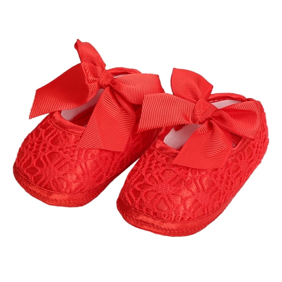 Siilsaa Toddler Girl Shoes Dress Shoes Soft Rubber Flats Summer Baby Wedding Party Princess Flower Bow Shoes for /Toddler/Little Kid Red,4.5