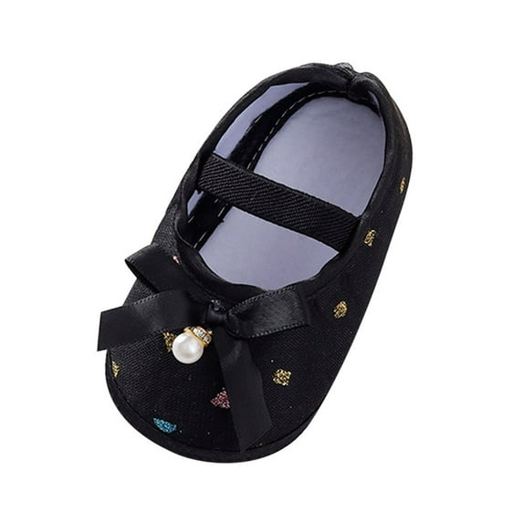 Siilsaa Toddler Girl Shoes Flower Comfortable Mary Jane Flats Little Girl Platform Dress Shoes Strap Ballet Flats for Kid Black,4