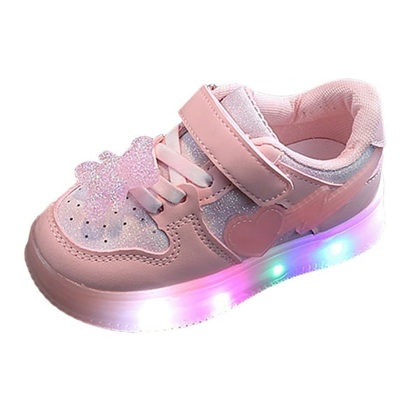 Siilsaa Toddler Hiking Shoes Kids Toddler Sneakers Light Up Flashing Shoes Girls Boys Walking Canvas Sneaker Pink,18-24 Months