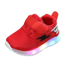 Siilsaa Toddler Shoes Girls Sneakers Boys Baby Luminous Sport Light Shoes Breathable Kids Bling Shoes Comfortable Running Sneakers Red,23
