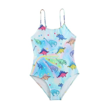 Siilsaa Toddler Swimwear 2Pcs Matching Swimsuit Leaf Print Swimwear Bikini Tankini Set Bathing Suits for Girls Light Blue,110