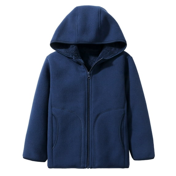 Siilsaa Toddler Winter Coat Children Boys Girls Windproof Solid Zipper Hooded Coat Jacket Kids Warm Outerwear Jacket Navy,2-3 Years