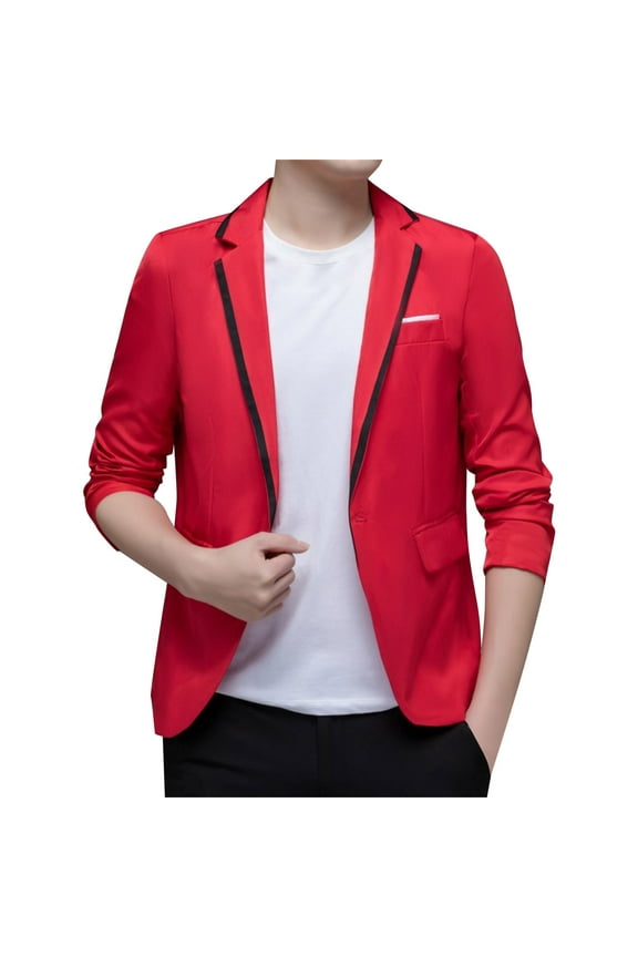 Travel Blazer for Men Stretch Tailored Fit Subtle Pattern Suit Separates-Pants Red,L