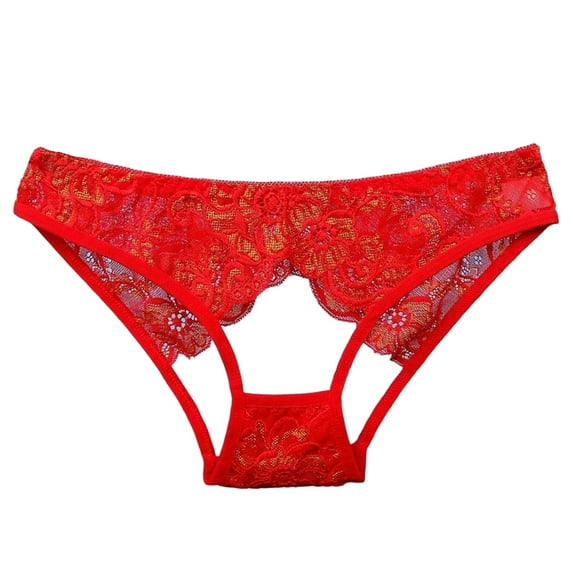 Siilsaa Underwear Women's Summer Thin Lace Hollow Sexy Ribbons Fart Pads for Underwear Women Red,L