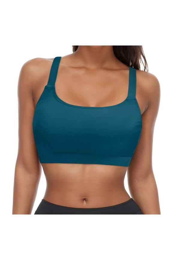 Underwire Swim Women Sports Bra Bikini Tops Scoop Neck Bathing Suits Top Padded Swim Crop Tops Only Navy,2XL