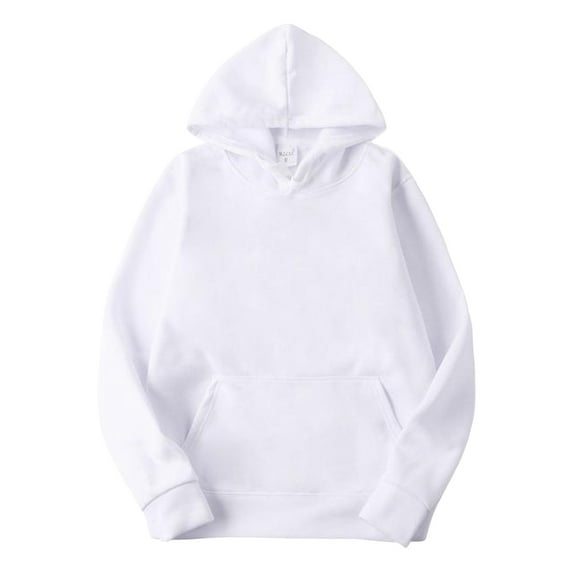 Siilsaa Unisex Mens Long Sleeves Drawstring Plain Hooded Sweatshirt Pullover Solid Hoodie Top White,3XL