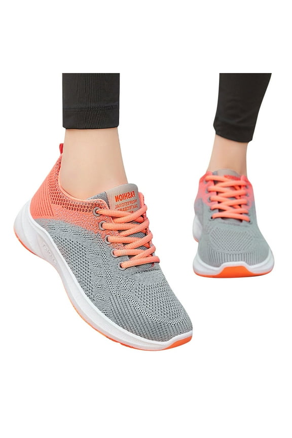 Walking Shoes Women Casual Sock Sneakers Lightweight Comfy Breathable Pull-on Shoes Orange,8