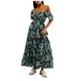 thumbnail image 1 of Siilsaa Wedding Guest Dresses for Women Women Summer Casual Sleeveless Sundress Aline Flowy Tiered Maxi Long Beach Dress Vacation Outfits Navy,M, 1 of 5