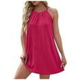 thumbnail image 1 of Siilsaa Wedding Guest Dresses for Women Women's Summer Short Sleeve V-Neck Floral Short Party Dress Hot Pink,XL, 1 of 5