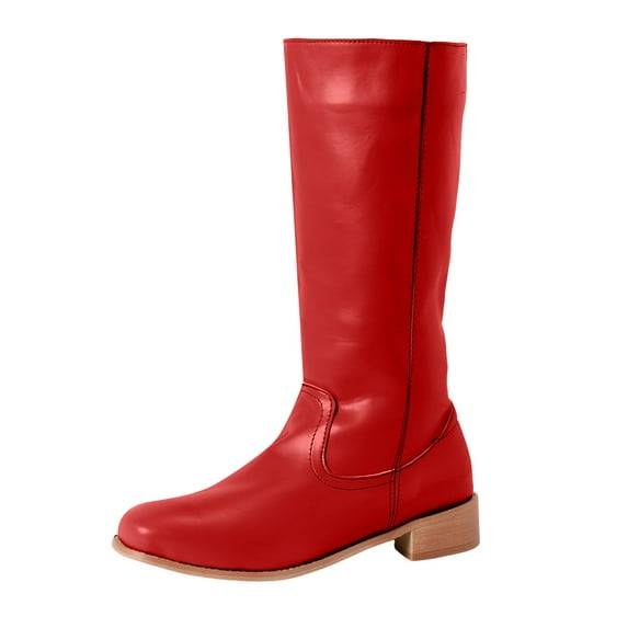 Siilsaa Western Cowboy Boots for Women - Knee High Wide Calf Cowgirl Boots Red,10.5