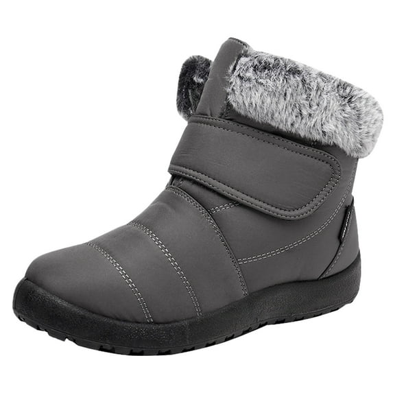 Siilsaa Winter Boots Women Vintage Leather Boots Flat Waterproof Fall Winter Round Toe Ankle Boots Shoes Cowboy Boots for Women Grey,7.5