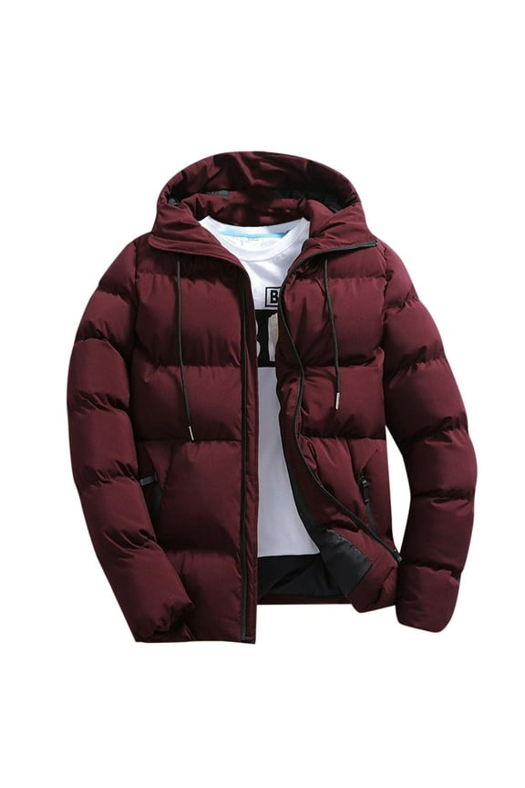 Winter Coats for Men Men Autumn and Winter Solid Zipper Hooded Loose Outdoor Cotton Coat Top Blouse Jacket Men Parks Jackets ,XL
