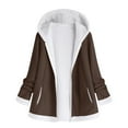 thumbnail image 1 of Siilsaa Winter Coats for Women Plus Size Twill Zip Up Shacket Brown,5XL, 1 of 5