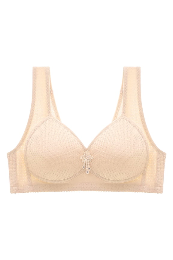 Wireless Strapless Bra Sports Bra for Women, Criss-Cross Back Padded Strappy Sports Bras Medium Support Yoga Bra with Removable Cups Beige,40