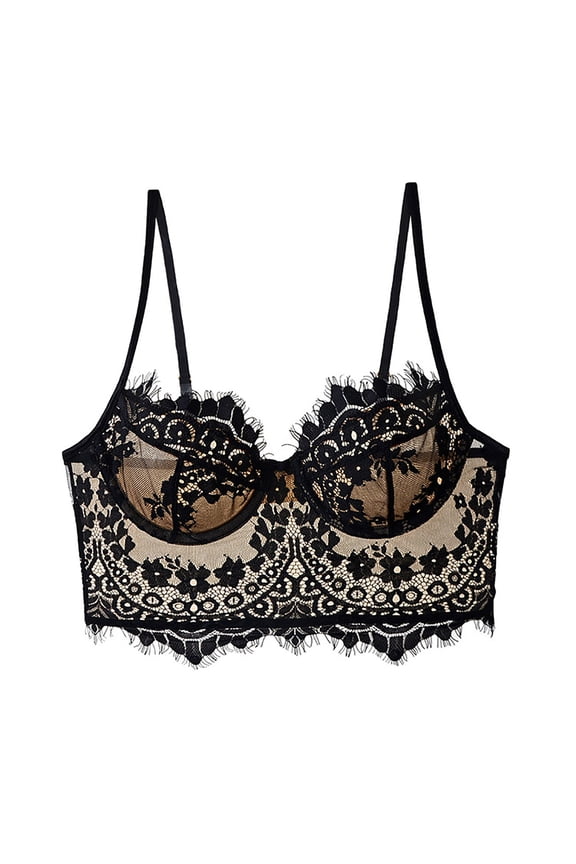 Woman Lingerie Women's Full Coverage Unlined Underwire, Lace & Mesh See, Plus Size Lingerie Inspired Retro Bra Grey,XL