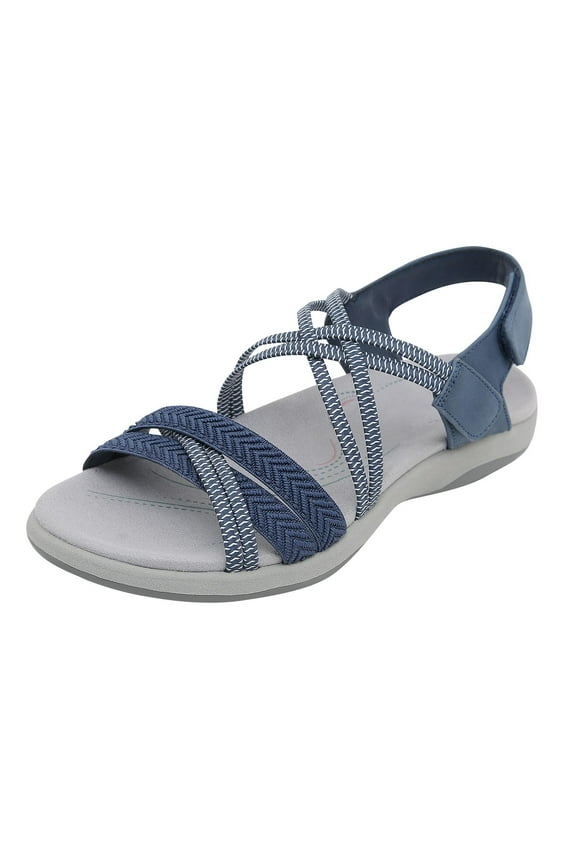 Women Beach Fashion Women's Platform Sandals Casual Summer, Comfortable with Adjustable Buckle Blue,8