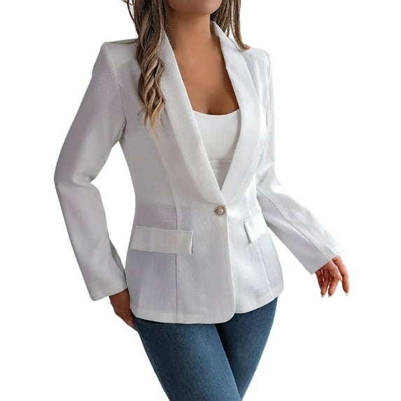 Siilsaa Women Blazer Dress Plus Size Casual Long Sleeve Blazers Solid Color Knit Blazer Work Office Open Front Blazer Jacket White,XL