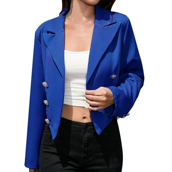 Siilsaa Women Blazers Lightweight Women's Long Sleeve Classic Draped Open Front Lightweight Blazer Blue,M