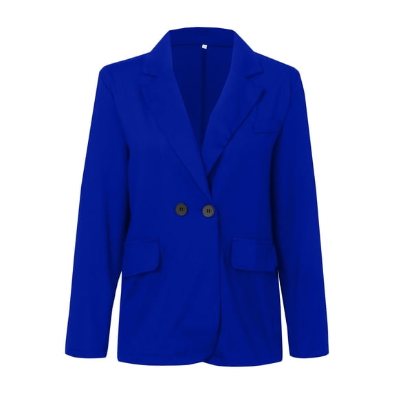 Siilsaa Women Blazers Plus Size New Women's Open Front Office Work Business Casual Lightweight Summer Crop Suit Blazer Blue,3XL