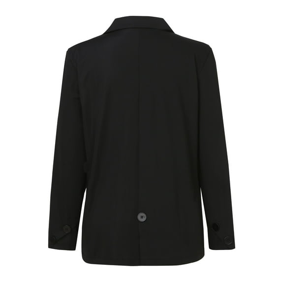 Siilsaa Women Blazers for Work Casual Pockets Long Sleeve Open Front Work Office Jackets Lapel Button Long Blazer Suit for Bussiness Black,2XL