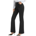 thumbnail image 1 of Siilsaa Women Bootcut Dress Pants Business Casual Work Pants with Pockets Pull On Regular Slacks for Office Black,M, 1 of 5