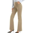 thumbnail image 1 of Siilsaa Women Bootcut Dress Pants Business Casual Work Pants with Pockets Pull On Regular Slacks for Office Khaki,XS, 1 of 4