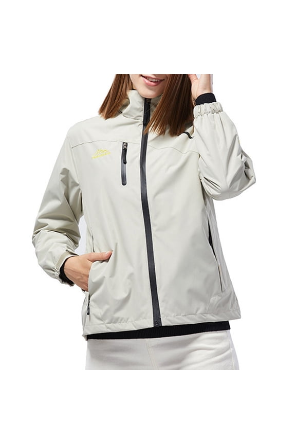 Women Coats Winter Long Waterproof Lightweight Rain Jackets Windbreaker Packable Outdoor Hiking Hooded Jacket White,M