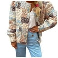 thumbnail image 1 of Siilsaa Women Open Front Puffer Jacket Vinatge Floral Print Crop Quilted Cardigan Y2k Patchwork Padded Coat Streetwear Yellow,L, 1 of 5