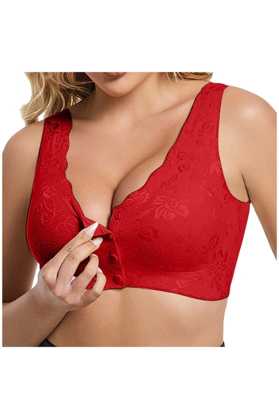 Women'S Lingerie Sexy Naughty Underarm-Smoothing With Seamless Stretch Wireless Lightly Lined Comfort Bra Red,L
