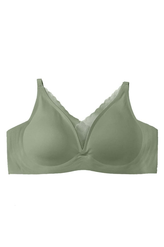 Women'S Lingerie Sexy Naughty Women's Sheer Mesh Bra See Through Sexy Lace Unlined Wireless Plunge Triangle Bra Green,XL