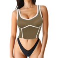 thumbnail image 1 of Siilsaa Women Sweetheart Neckline Longline Sports Bra Padded Basic Workout Crop Tank Top Khaki,One Size, 1 of 5