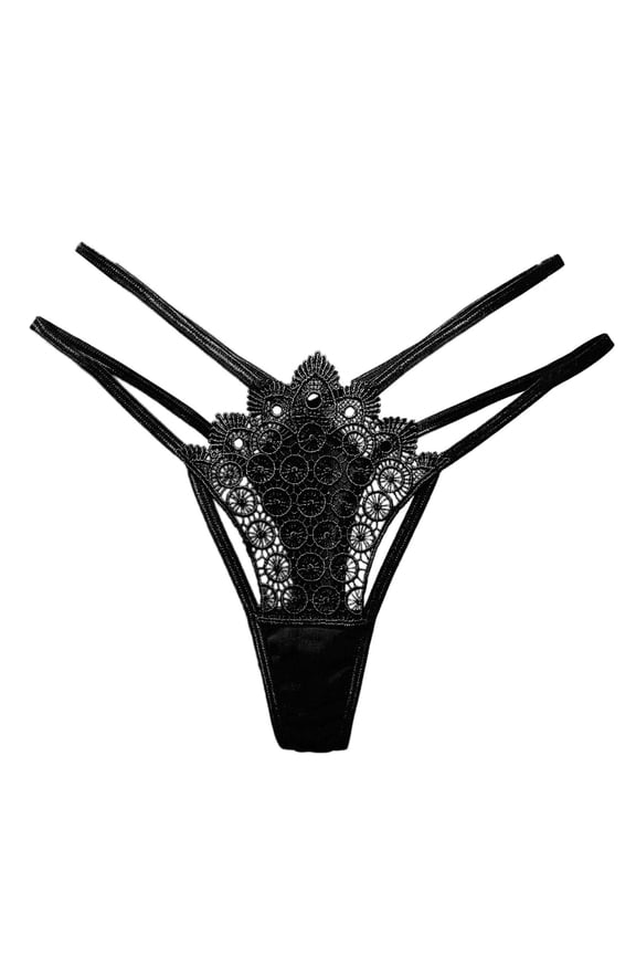 Women Underwear Thongs Lace Bikini Panties G String Thong Stretch Ladie Brief Thong Satin Bikini Panties Lot Black,One Size