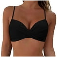 thumbnail image 1 of Siilsaa Womens Bathing Suit Tops Bikini Top for Women Bathing Suit Criss Cross Self Tie Spaghetti Straps Black,S, 1 of 9