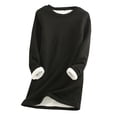 thumbnail image 1 of Siilsaa Women Warm Sherpa Lined Crewneck Sport Sweatshirt Pullover Loungewear Black,5XL, 1 of 4