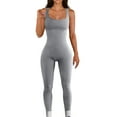 thumbnail image 1 of Siilsaa Women Workout Seamless Jumpsuit Yoga Ribbed Bodycon One Piece Square Neck Leggings Romper GY1,XL, 1 of 5
