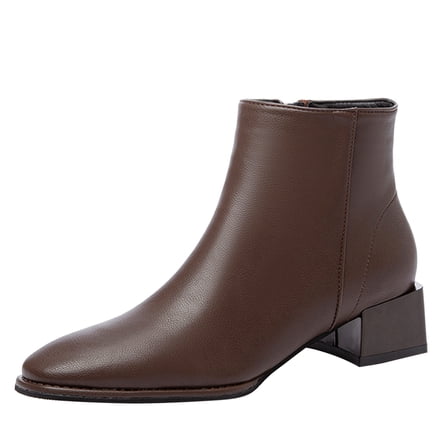 Siilsaa Women's Ankle Boots Block Heel Booties Brown,6.5