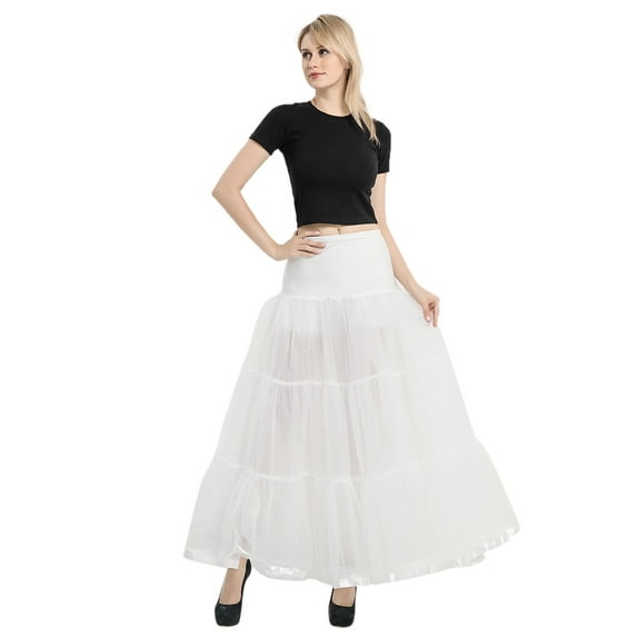 Siilsaa Women's Ankle Length Petticoats Wedding Slips Plus Size White,L
