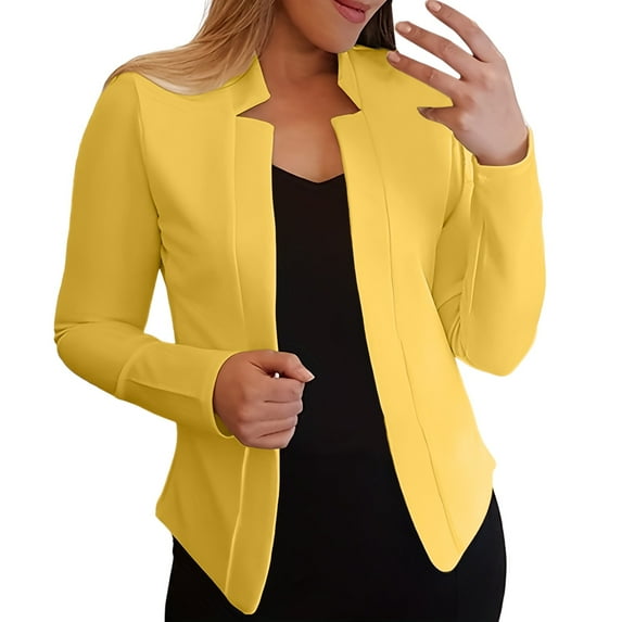 Siilsaa Women's Blazers & Suit Jackets Blazer Jackets for Women Work Casual Office Long Sleeve Fashion Dressy Business Outfits Yellow,M
